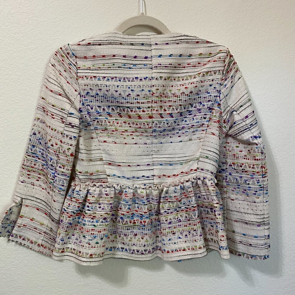 Zara Basic White Multi Metallic Peplum Blazer XS - image 8